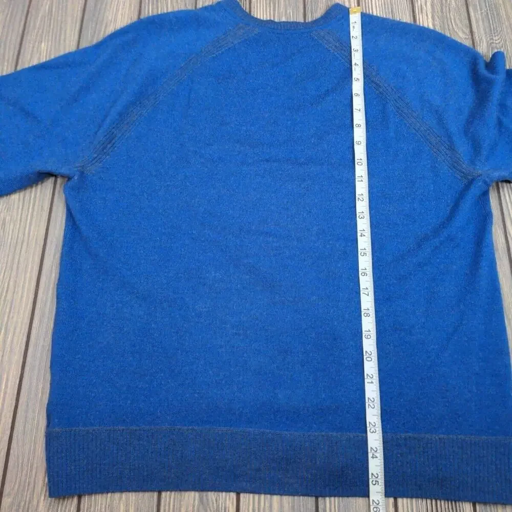 Robert Graham Men Blue Cashmere Wool Tight Knit V-Neck Long Sleeve Sweater Sz‎ L